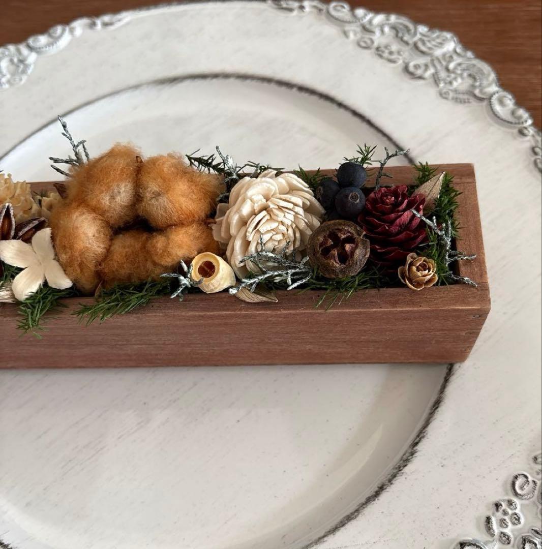 ボックスアレンジメント　横置きタイプ　ブラウンコットン