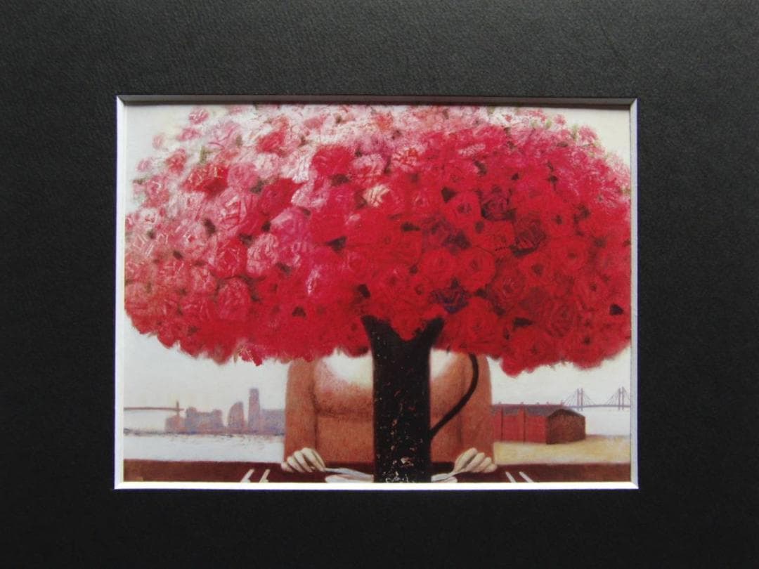 佐々木豊、【港のレストラン】、「希少な画集より、状態良好、新品高級額装付