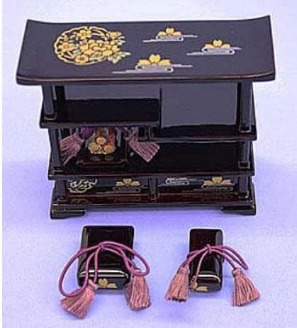 高級溜塗 雪牡丹桜 カルタ三棚揃 35号