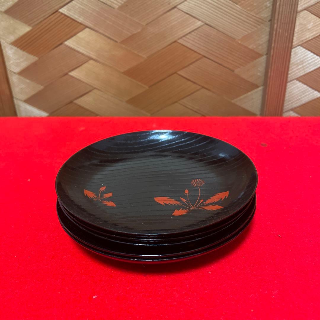 ♦︎【美品❤️銘々皿】 高級漆器　草花絵　供箱　5客 ♦︎