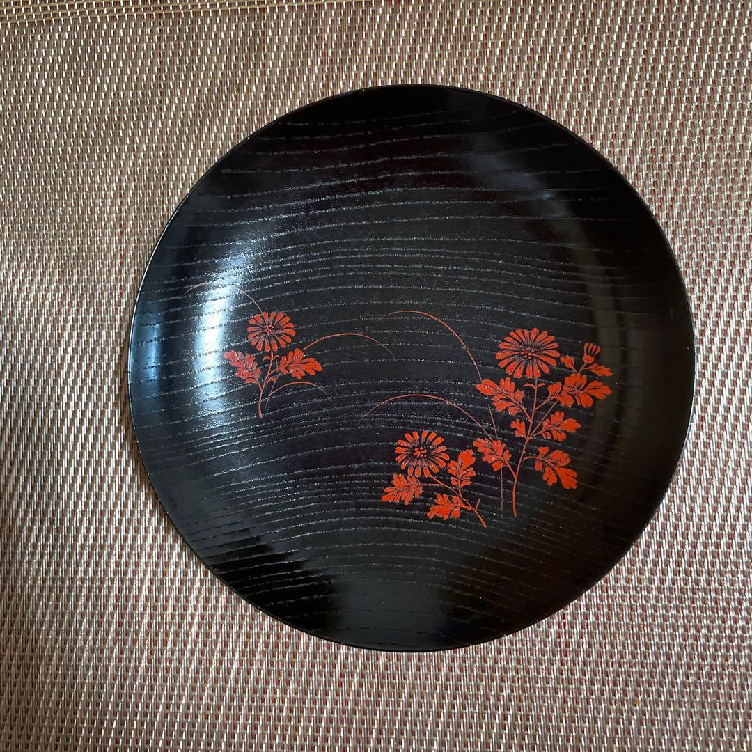 ♦︎【美品❤️銘々皿】 高級漆器　草花絵　供箱　5客 ♦︎
