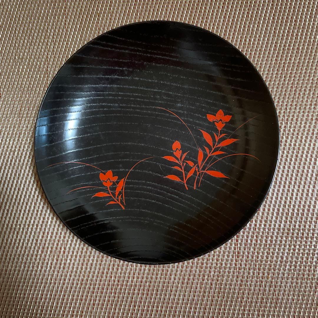 ♦︎【美品❤️銘々皿】 高級漆器　草花絵　供箱　5客 ♦︎