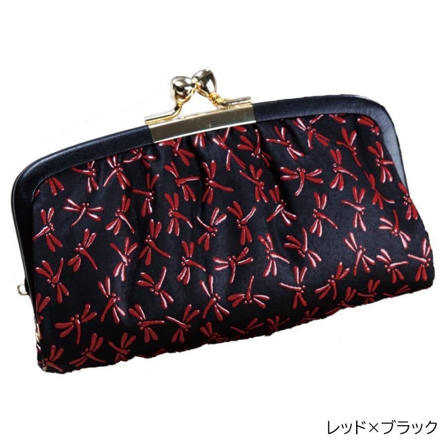 鹿革印傳本漆 トンボ柄 親子がま口財布 419-3