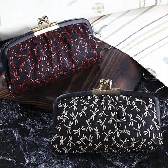 鹿革印傳本漆 トンボ柄 親子がま口財布 419-3