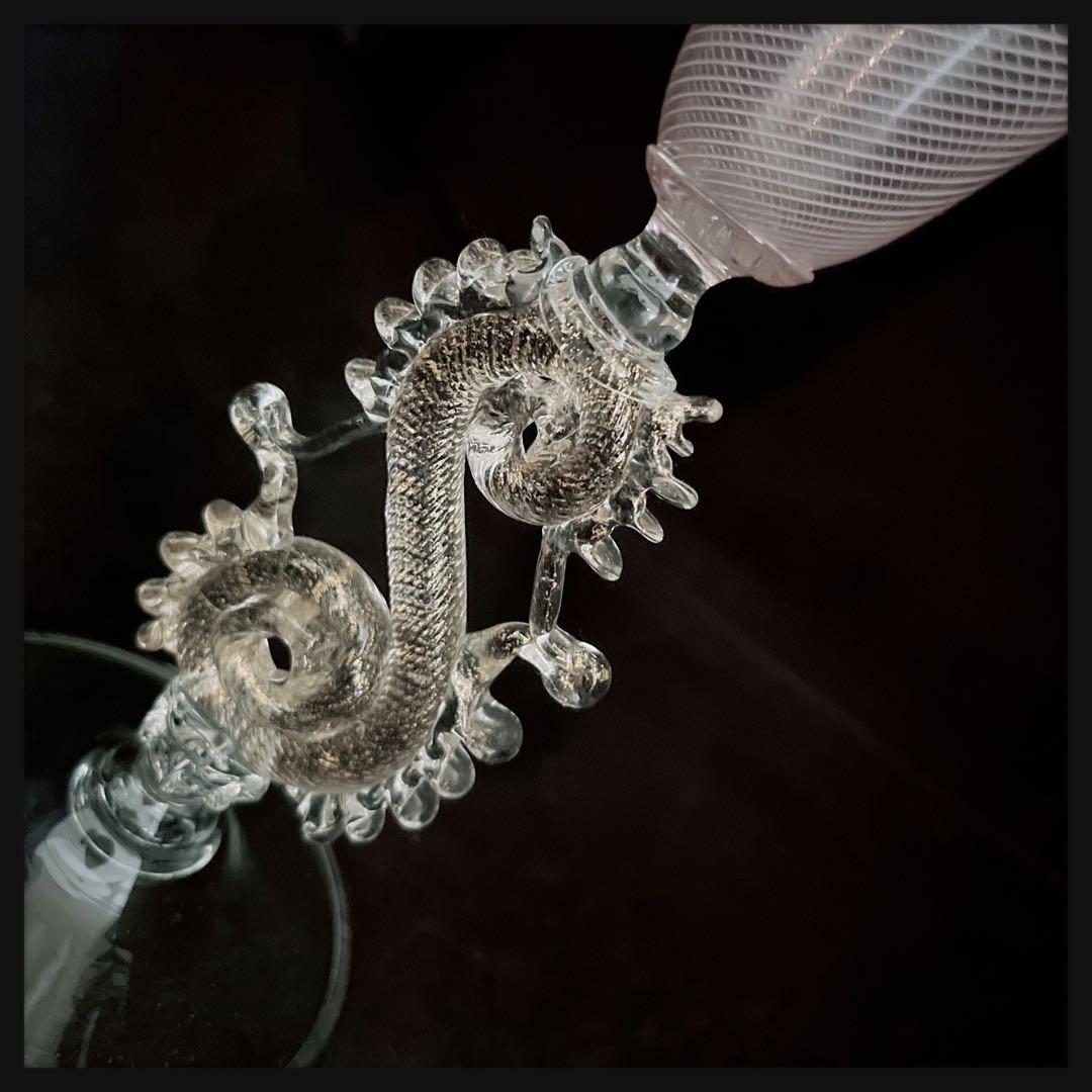 ベネチアガラス　手吹シャンパングラス　ハンドメイド　ヴィンテージ