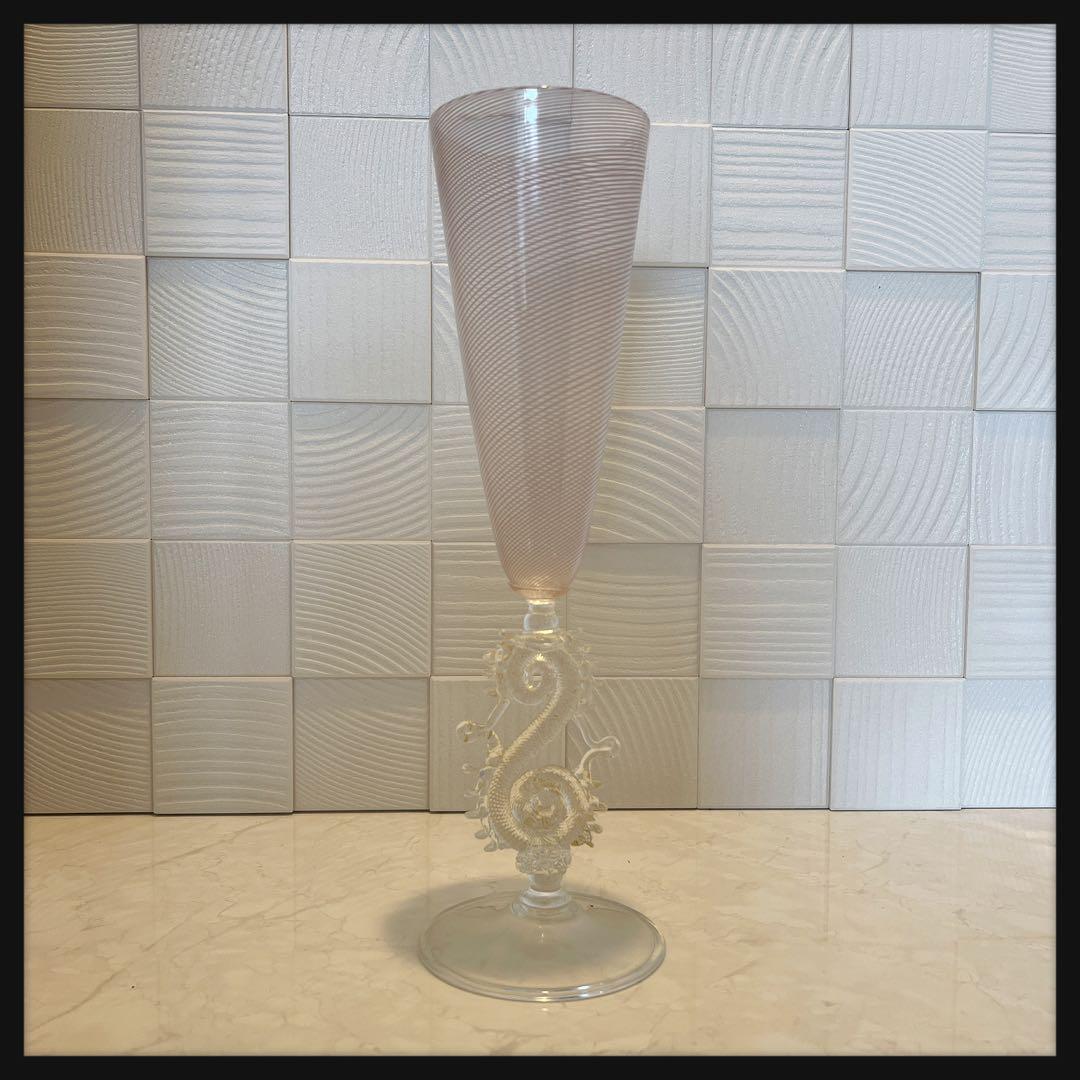 ベネチアガラス　手吹シャンパングラス　ハンドメイド　ヴィンテージ