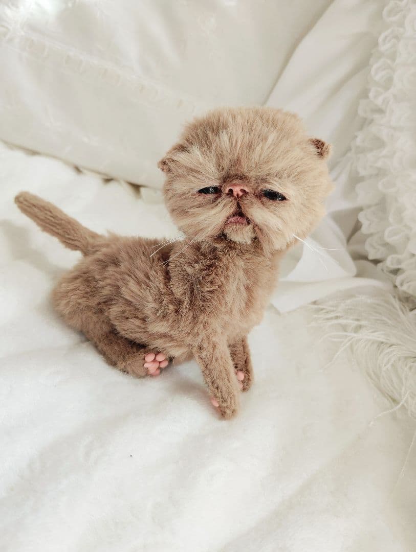 生後10日♡モカ色子猫ちゃん♡アートドール♡ぬいぐるみ♡