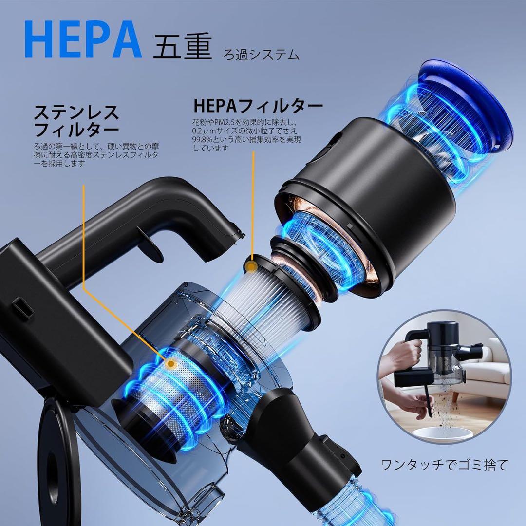 新品未使用掃除機コードレス45000pa超強力吸引 サイクロン 50分連続稼働