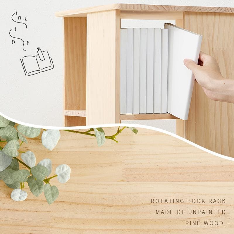 無塗装パイン材の回転式ブックラック 3段タイプ 完成品 [8162]