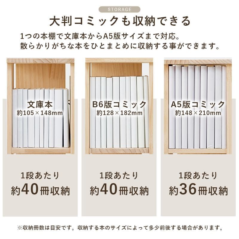 無塗装パイン材の回転式ブックラック 3段タイプ 完成品 [8162]