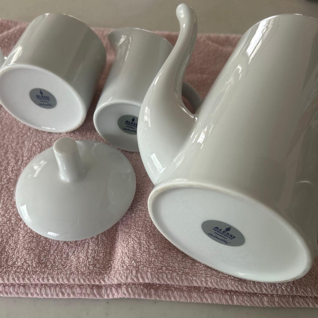 アレッシー　メンディーニ　コーヒーポット、シュガー、クリーマー