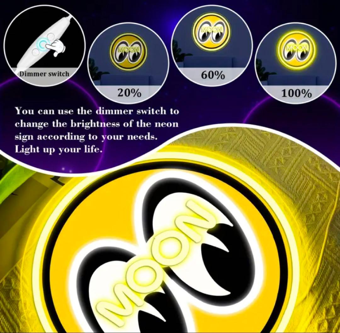 ネオンサイン　ムーンアイズ　MOONEYES ホットロッド　USB給電 調光