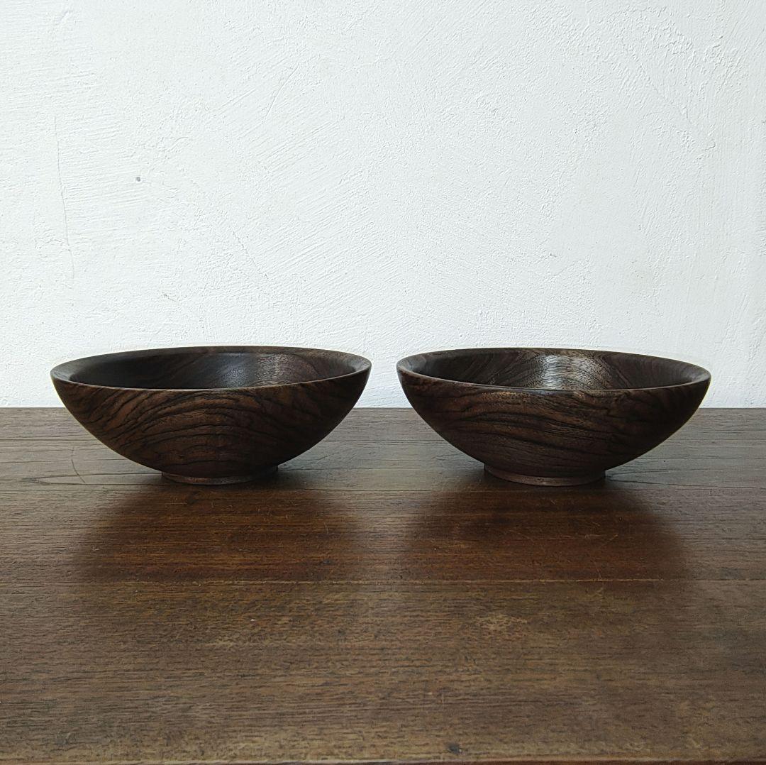 【Walnut Bowl】木製 ウォールナット ボウル 作家もの 2台セット