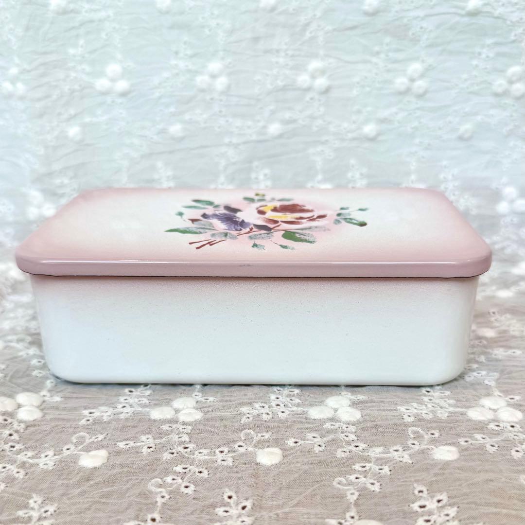 希少レア旧イマン プリンセスローズ ランチボックス箱入り新品 ホーロー 花柄雑貨