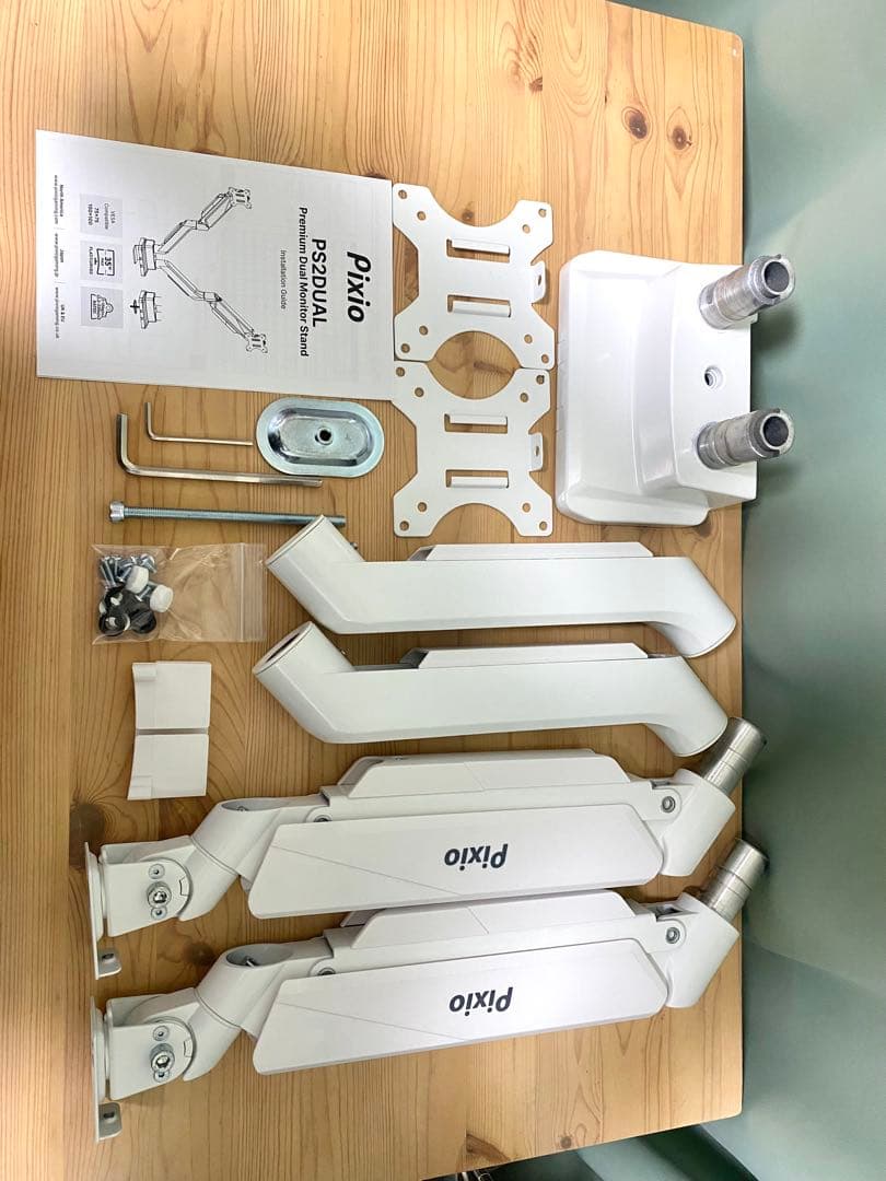 【美品】Pixio PS2D White デュアルモニターアーム