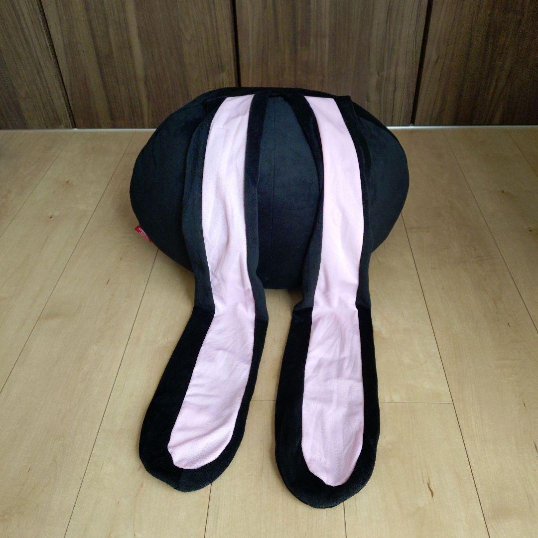 汎用うさぎ 頭部３次元クッション 特大サイズ 黒 ブラック