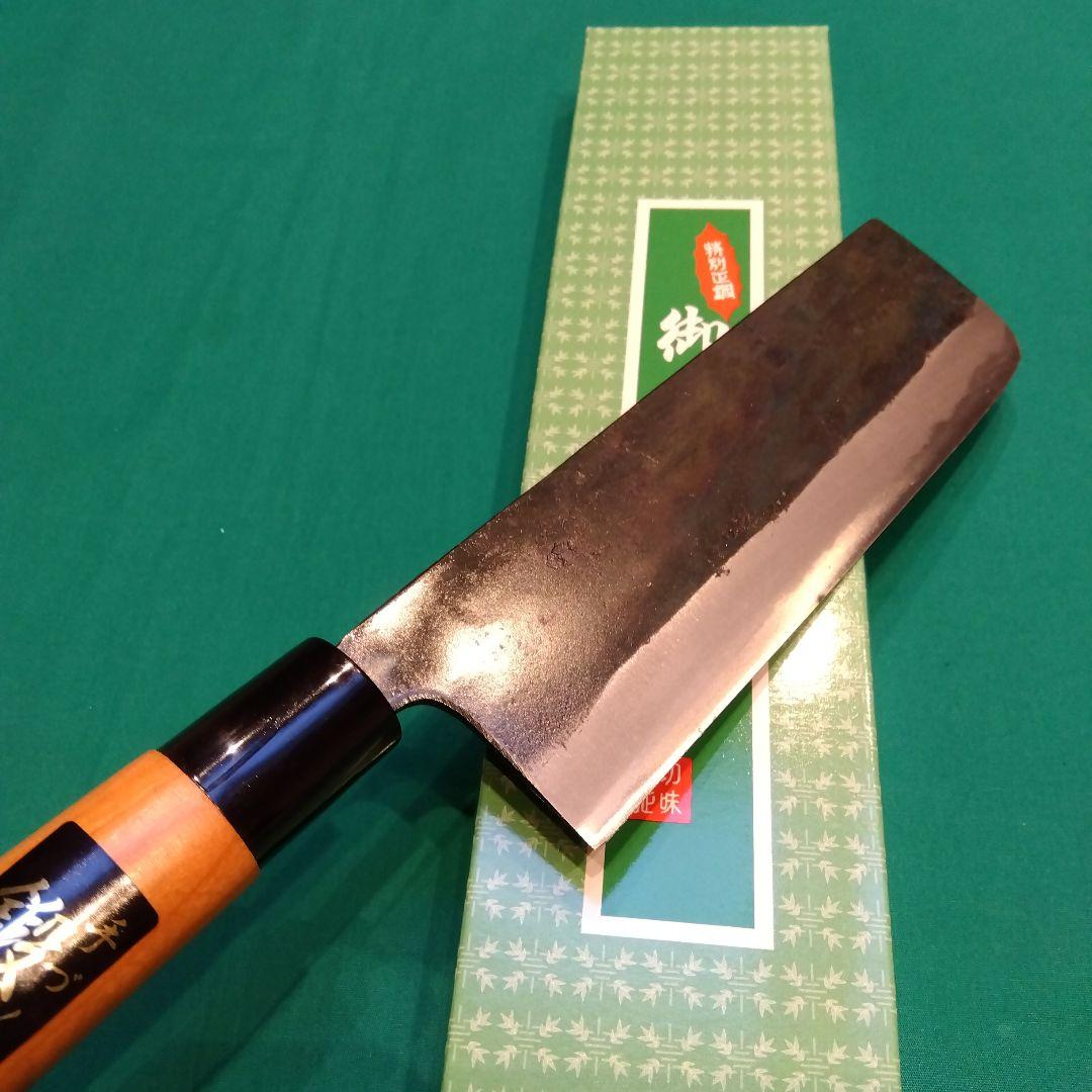 《桜柄付》安来青鋼　土佐黒打　菜切包丁　165ミリ