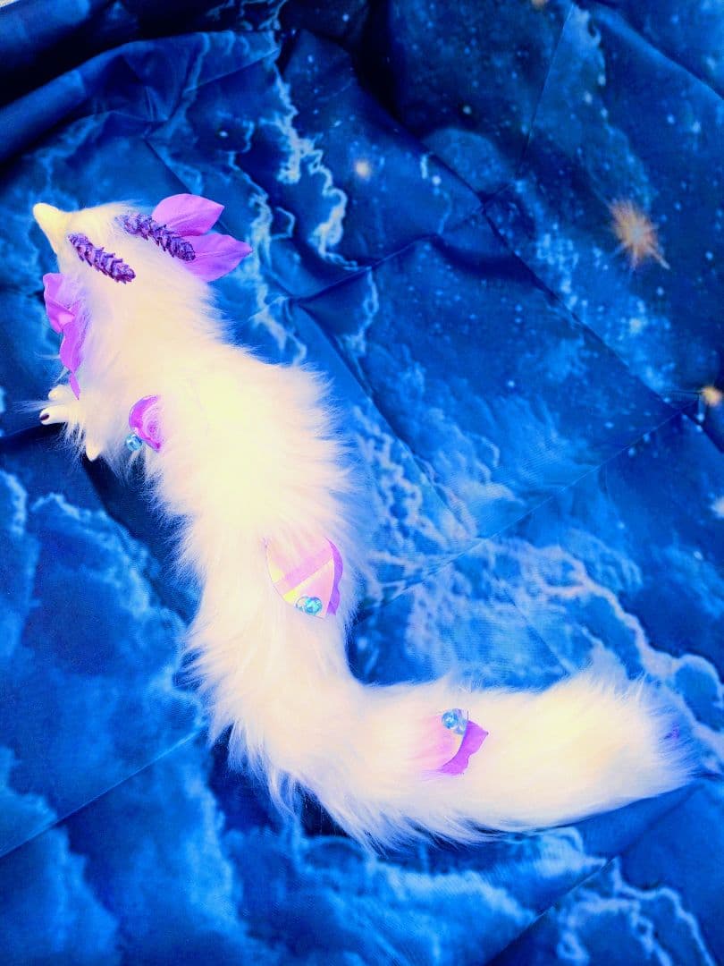 瞳蓄光　神水精龍　アートドールハンドメイドぬいぐるみホタルガラスオーロラドラゴン