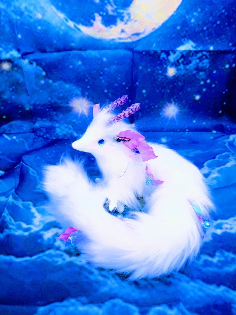 瞳蓄光　神水精龍　アートドールハンドメイドぬいぐるみホタルガラスオーロラドラゴン