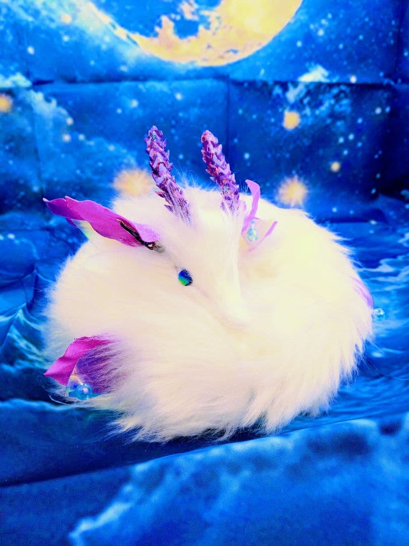 瞳蓄光　神水精龍　アートドールハンドメイドぬいぐるみホタルガラスオーロラドラゴン