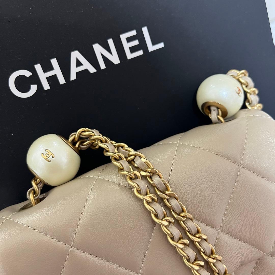 シャネル　ノベルティ　バッグ　マトラッセ パール　ショルダーバッグ　ベージュ