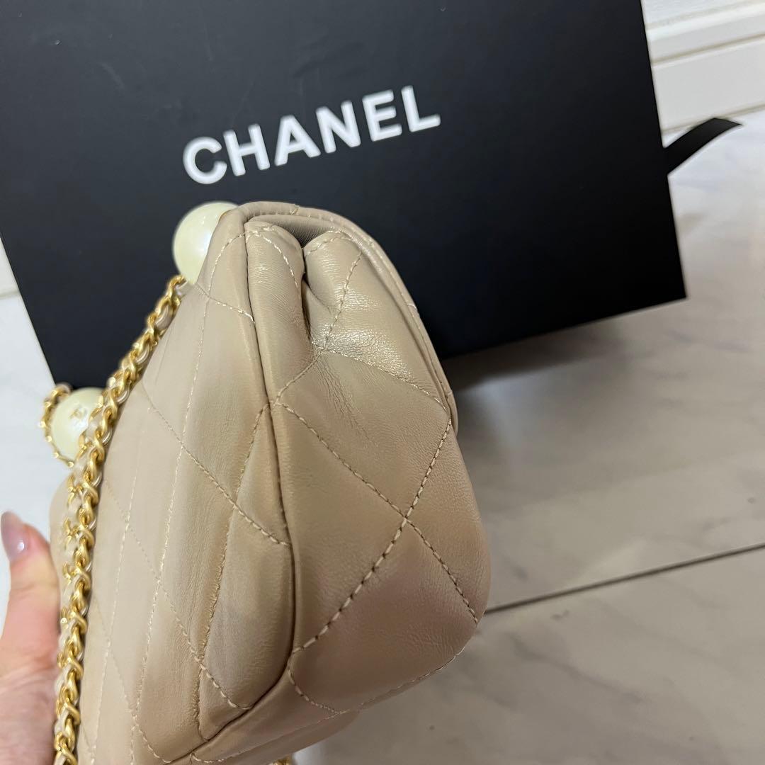 シャネル　ノベルティ　バッグ　マトラッセ パール　ショルダーバッグ　ベージュ