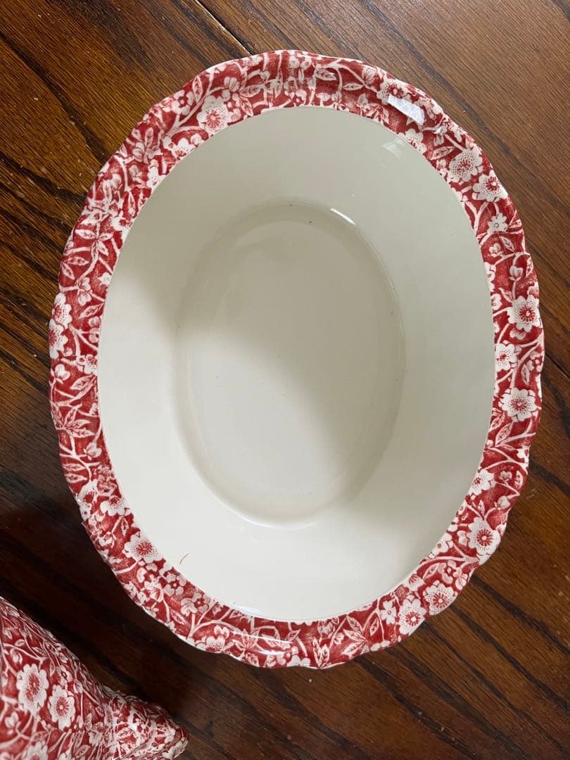 イギリス【美品】バーレイ　burleigh レッドキャリコケース