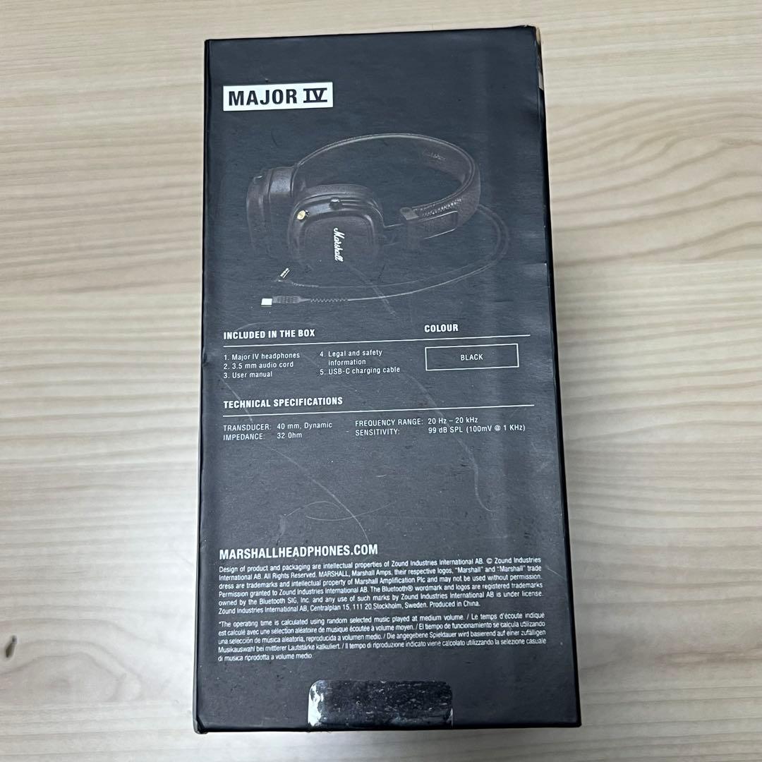 Marshall Major IV ワイヤレスヘッドフォン　ブラック