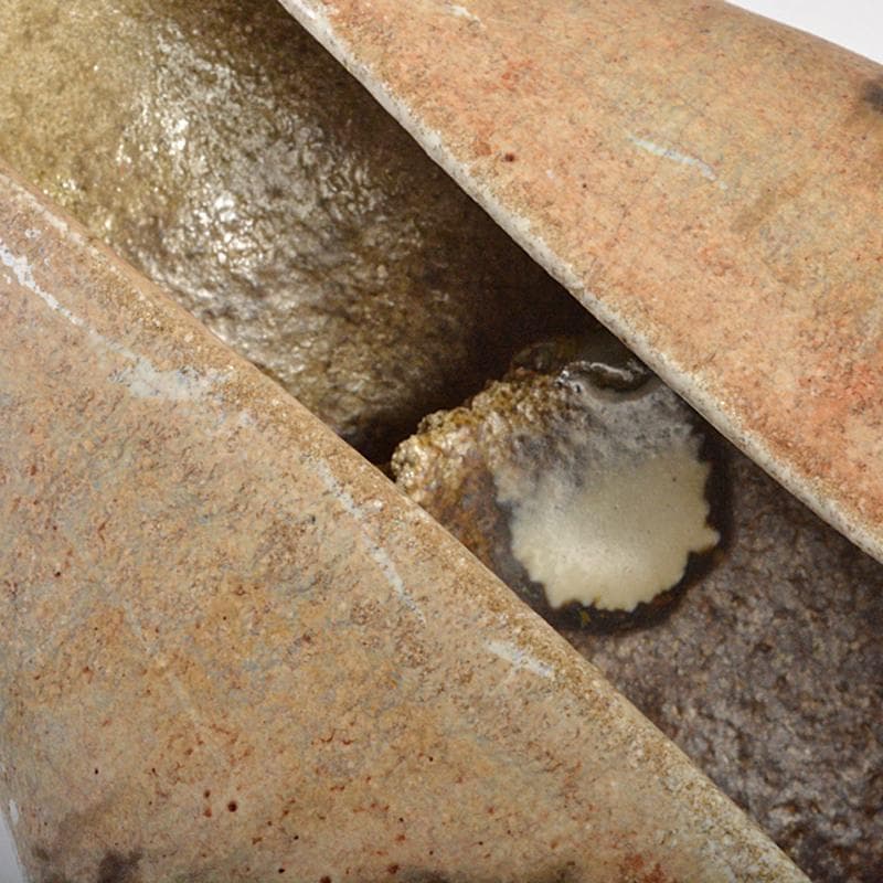 唐津焼　古唐津　釉垂れ　手びねり　変形碗　時代箱付　C　R6652