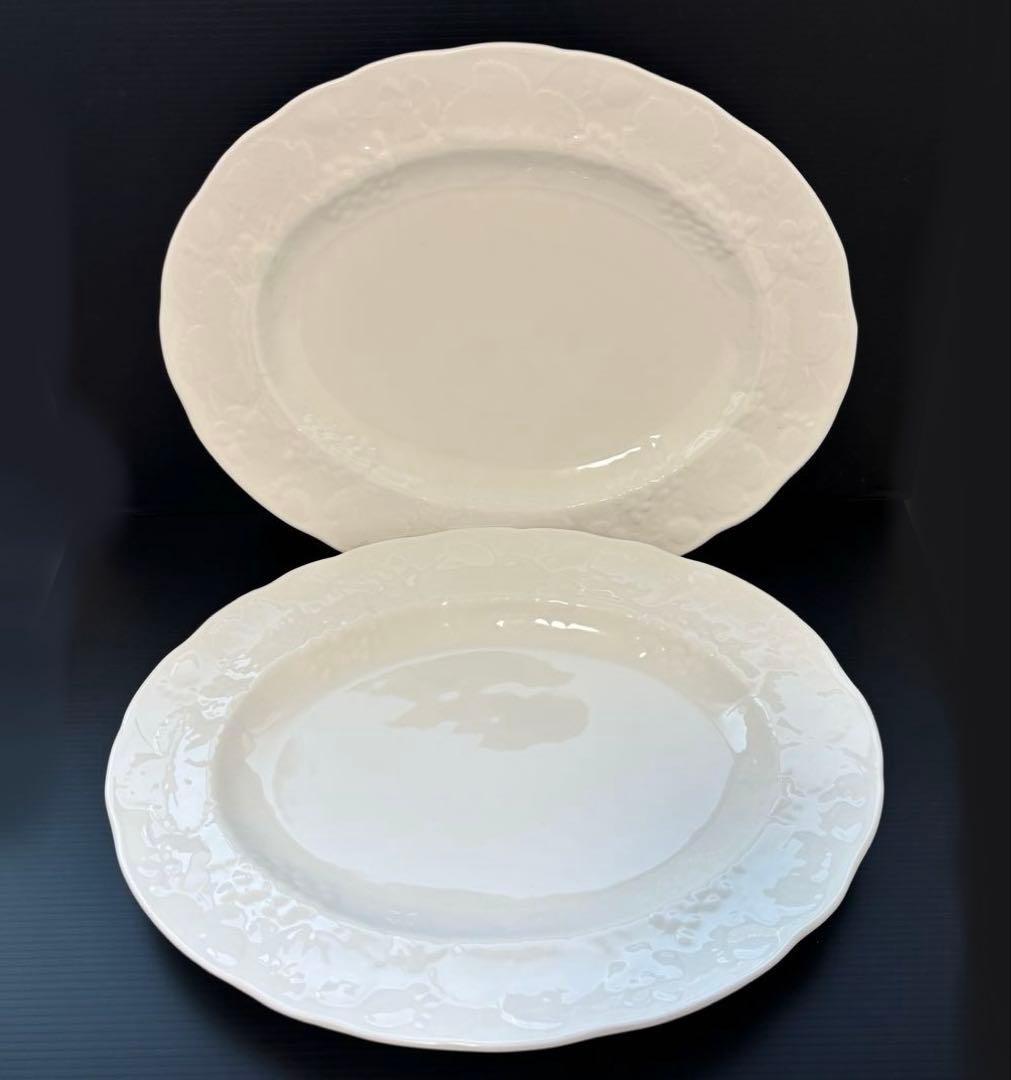 【美品】ウエッジウッド ストロベリー&バイン オーバル プレート 皿 2枚 ペア