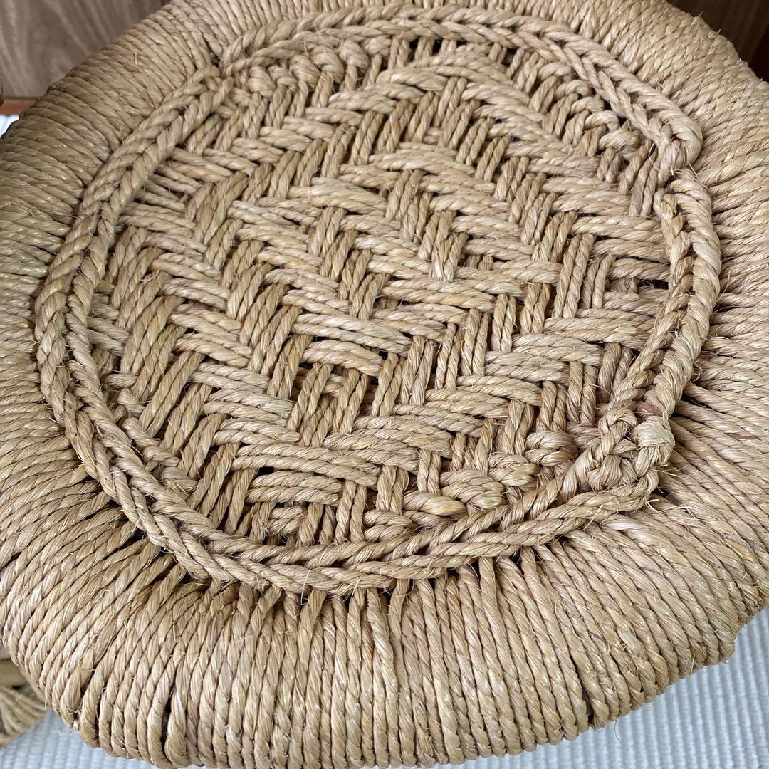 民藝　ラタン　スツール　竹　イス　インド　編み込み　2個セット