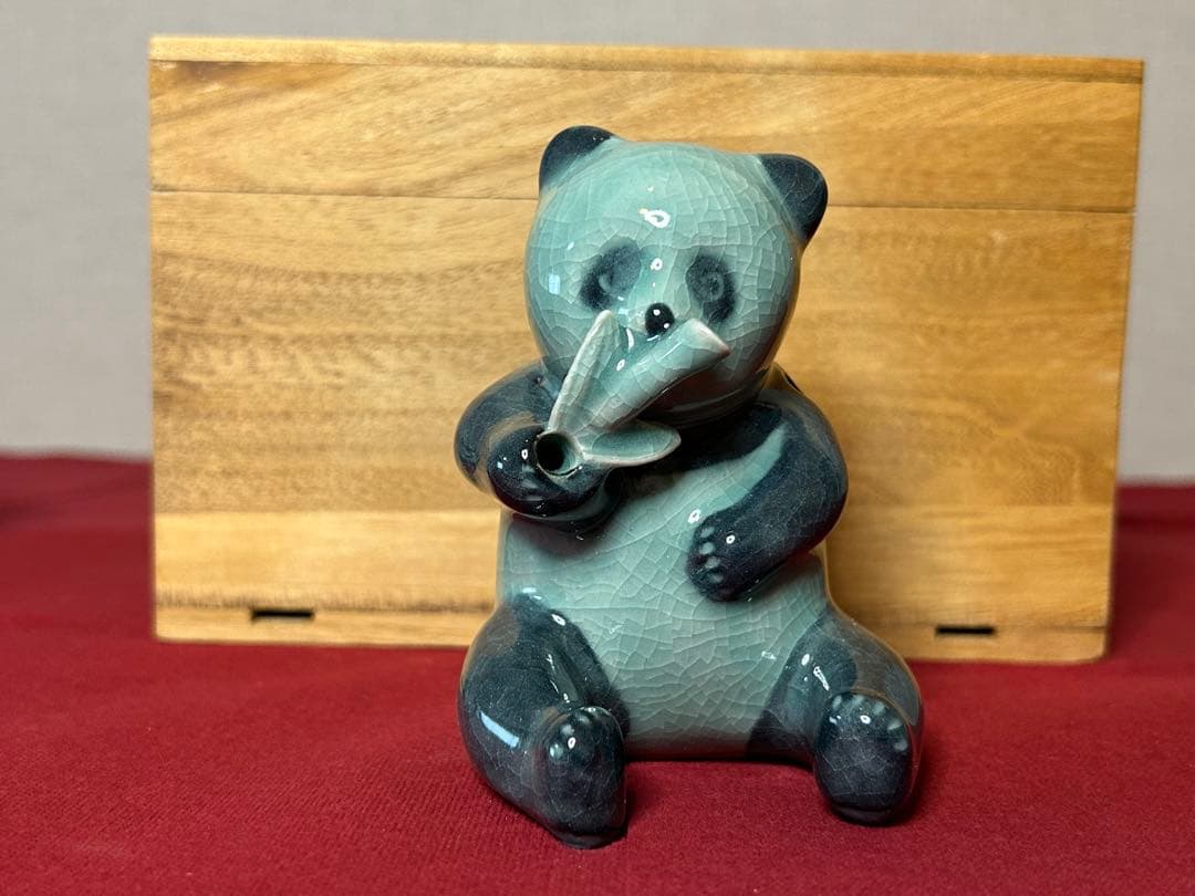 陶器　高麗青磁　水滴　2個　暁泉窯　権泰鉉作　パンダ　親子
