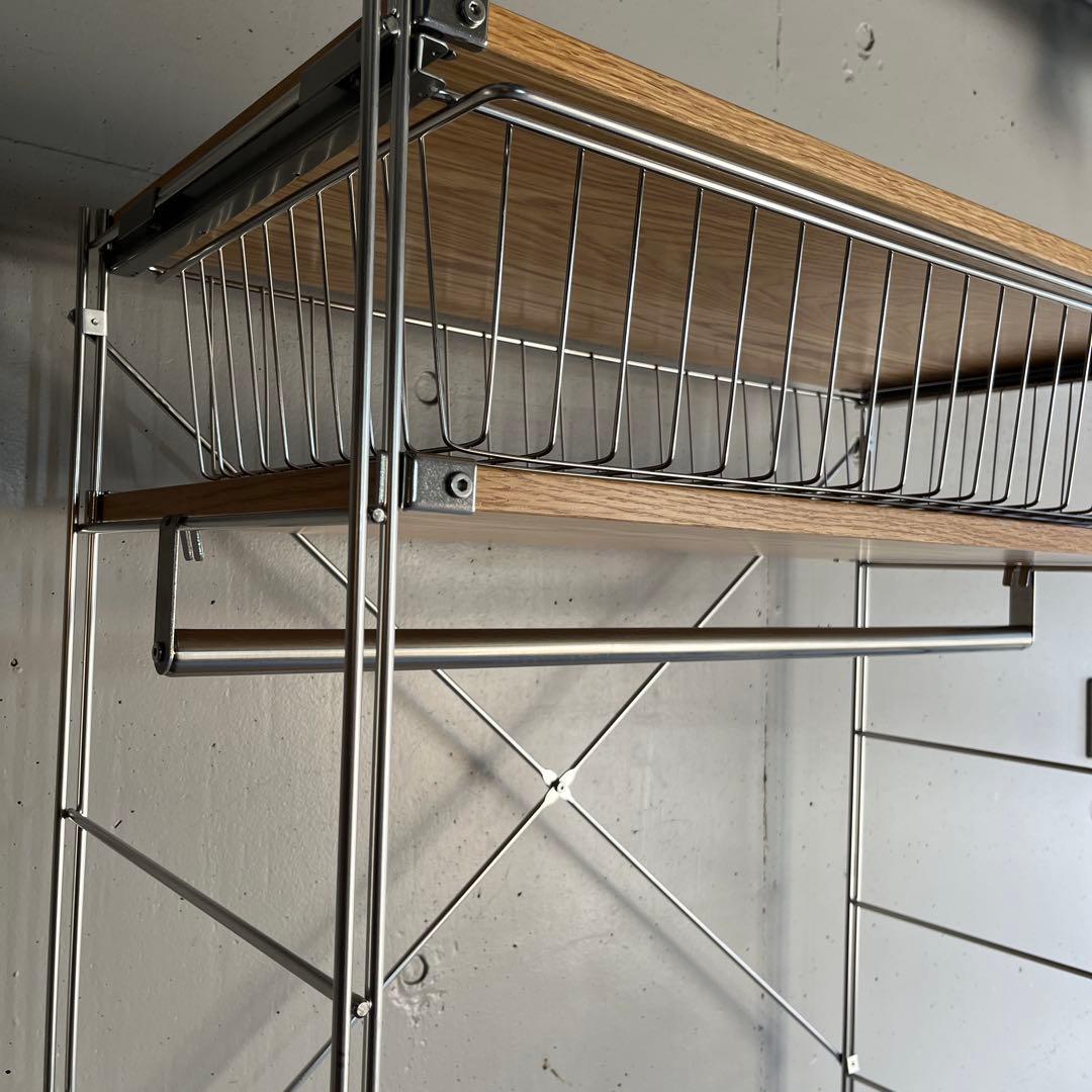 ホシ★無印ステンレスユニットシェルフ・オーク材・ワードローブ・バスケット付