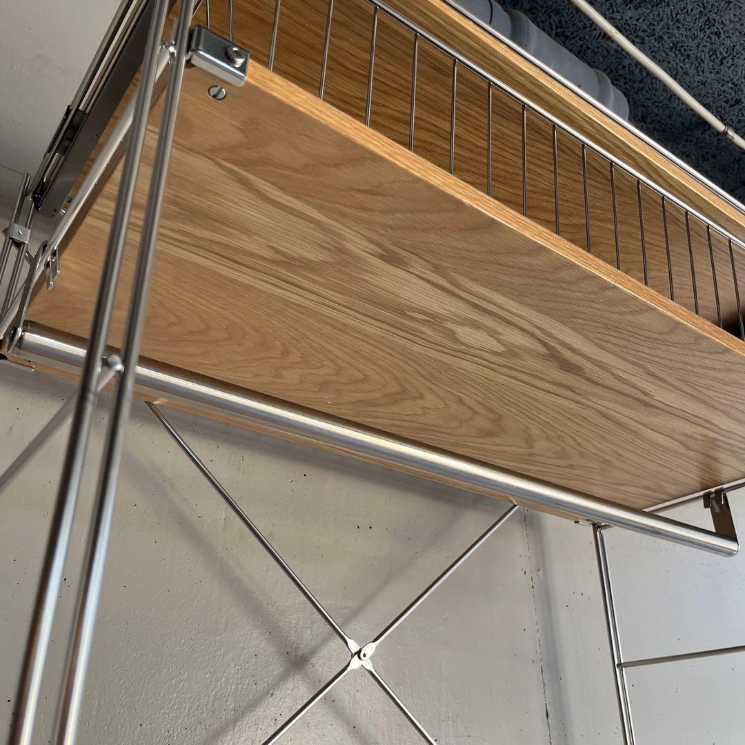 ホシ★無印ステンレスユニットシェルフ・オーク材・ワードローブ・バスケット付