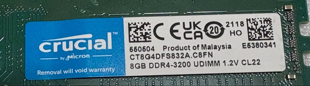 プ*っ様 Crucial 8GB×2(16GB)DDR4-3200