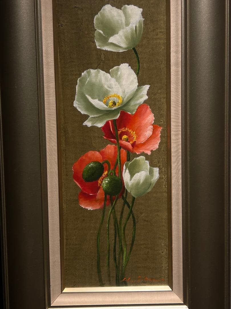 他の方発送×リアリズム　【アイスランドポピー】　肉筆油彩画　直筆サインあり