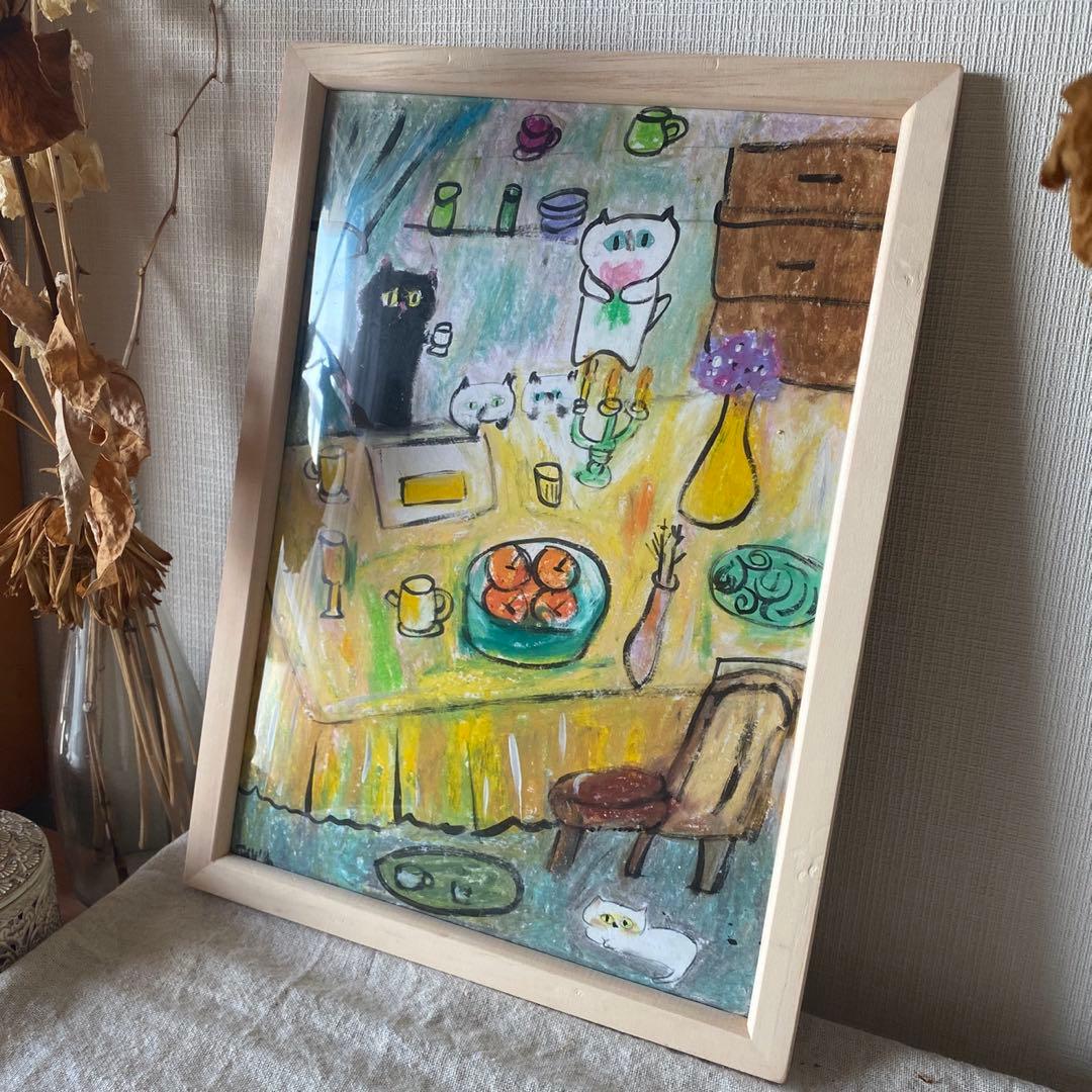 絵画 。手描き【幸せな朝、怠惰な雰囲気の中】