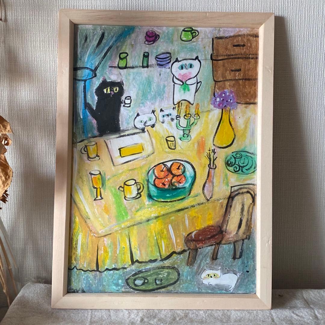 絵画 。手描き【幸せな朝、怠惰な雰囲気の中】