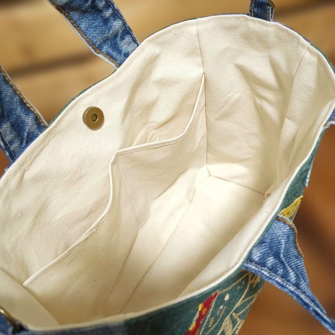 デニムリメイク　トートバッグ　刺繍　ワッペン