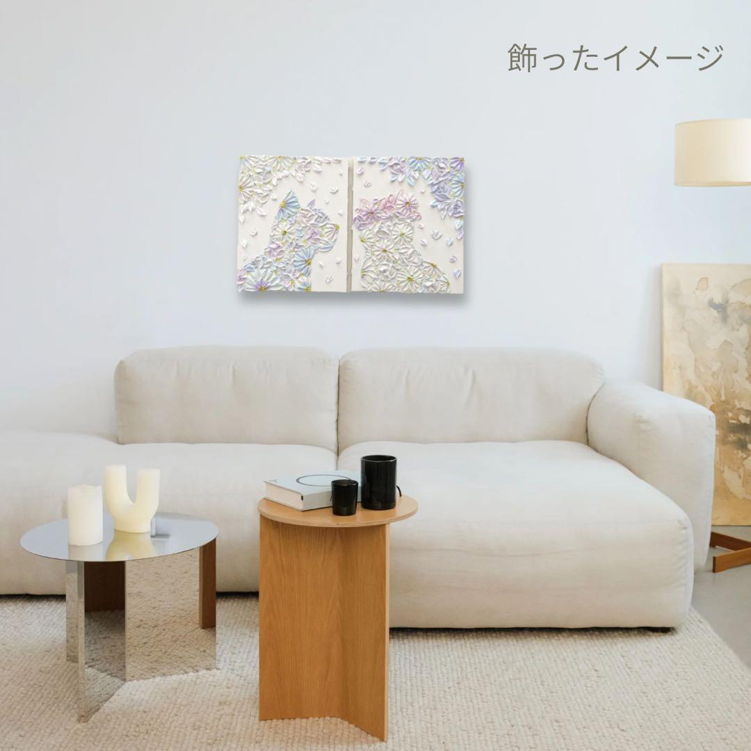 「ふたりの物語」　F3 2枚セット　テクスチャーアート　結婚祝い　記念日ギフト