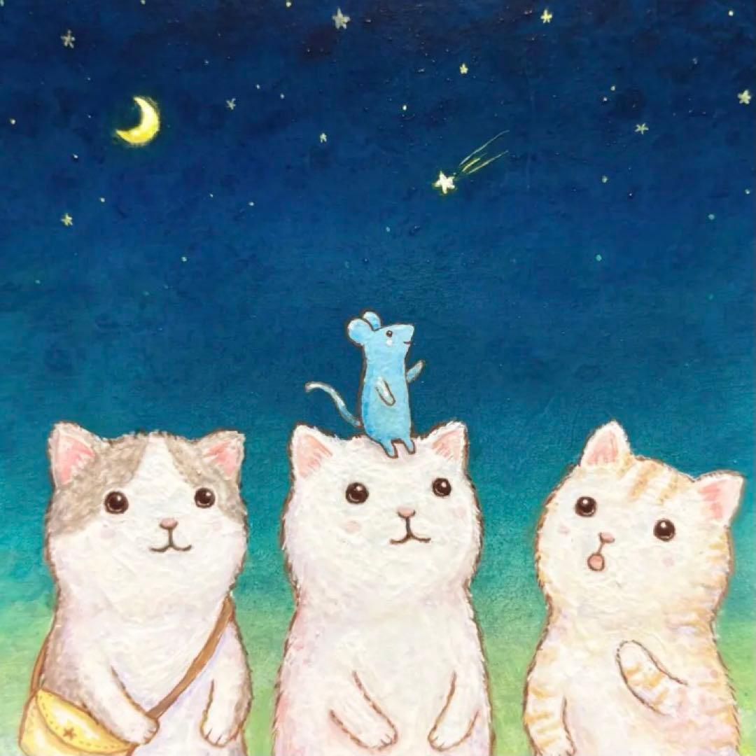 りん様おまとめ　自作絵画　サカナの布団　流れ星発見　猫の絵