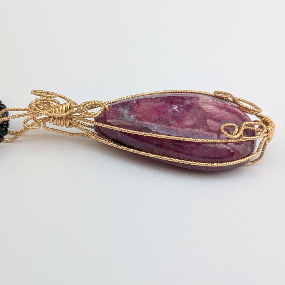 【大きめ/一点物】K14gf ルビーインゾイサイト ブラックスピネル ネックレス