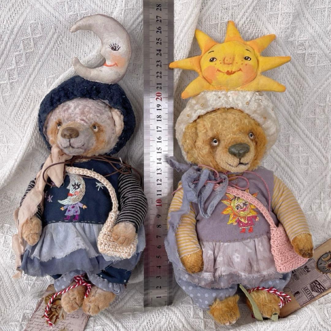 太陽くまと月くまさん アーティストベア テディベア ロシア ハンドメイド