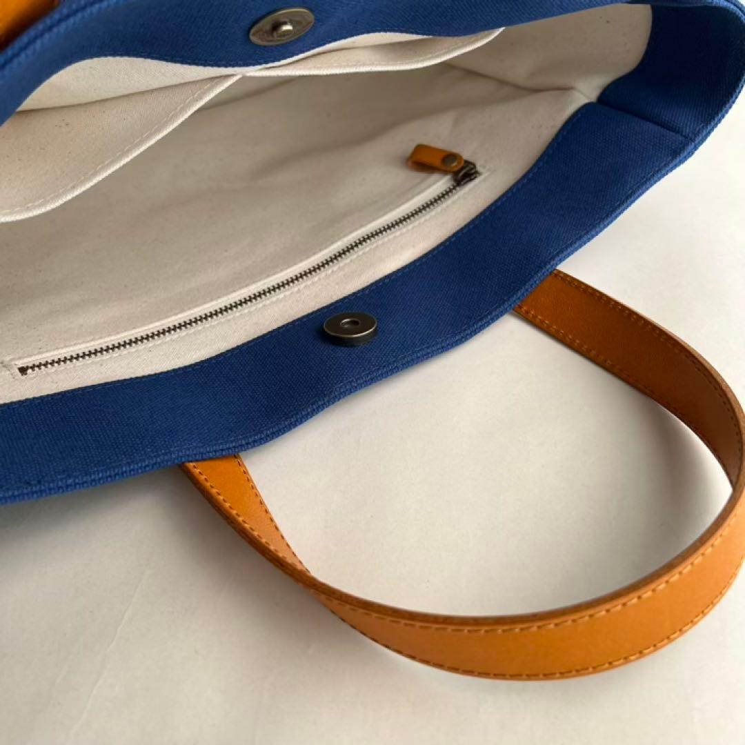 帆布トートバッグ　ラウンド　本革ハンドル　ダスクネイビー