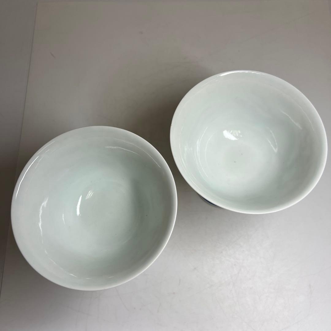 大明成化年製　五彩龍文高足杯2点　合箱　高さ11.3㎝　東Y8-0226①