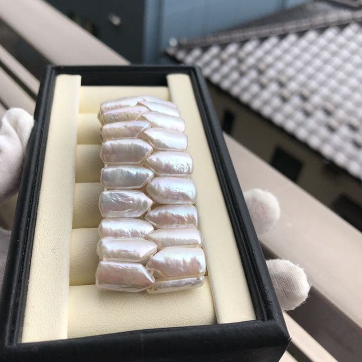 本真珠　白系虹色　淡水バロックパール　ブレスレット