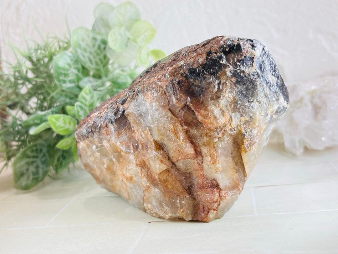 エッチドクォーツ　モリオン　黒水晶　原石　ラフストーン 蝕像水晶