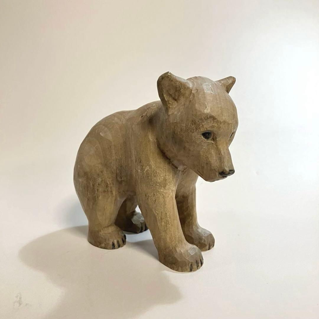 世界の民芸　北欧　木彫りの熊　木彫り熊　木彫熊　一刀彫　赤ちゃんクマ　オブジェ