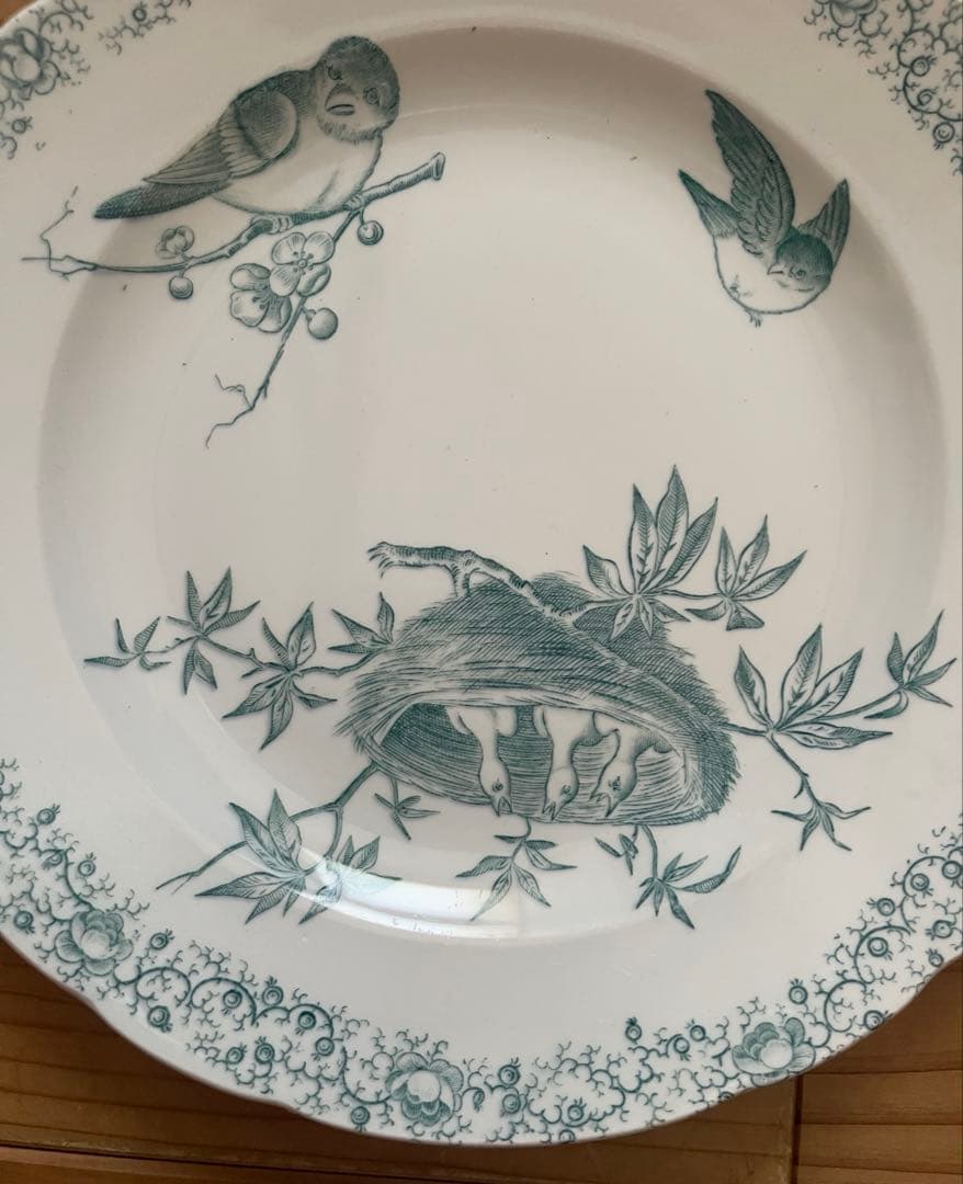 フランス　アンティーク　ペクソンヌ窯　プレート　pexonne floride