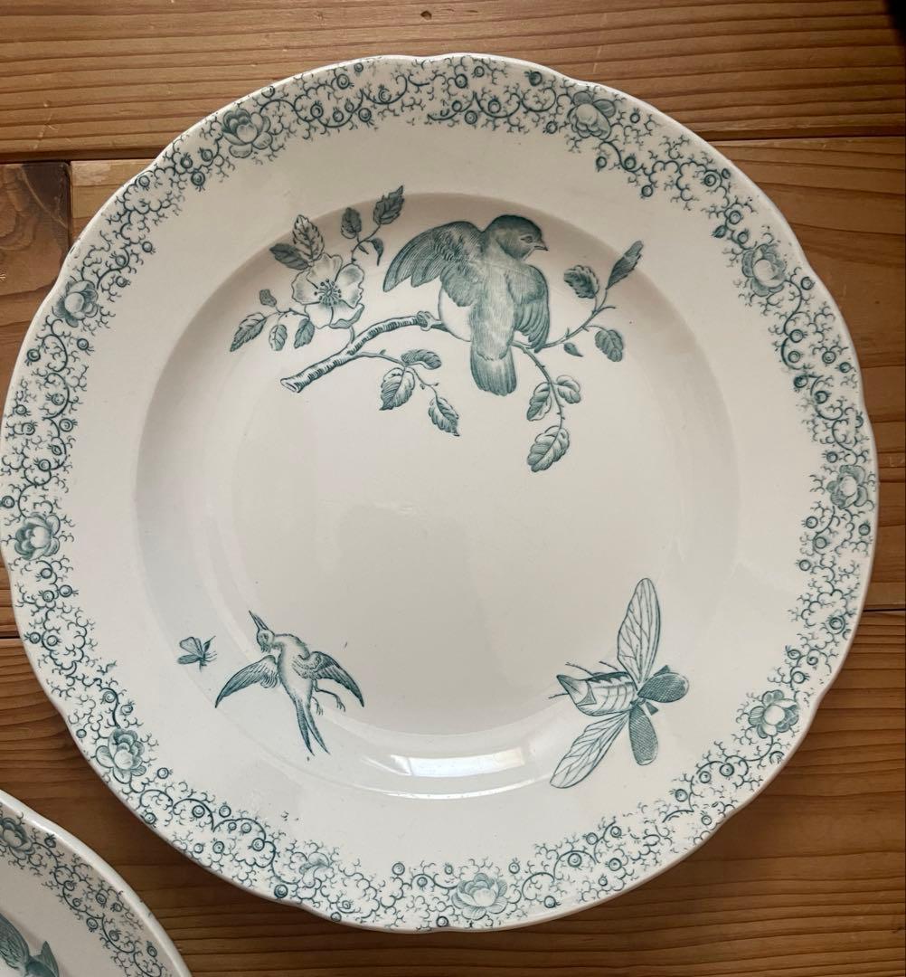 フランス　アンティーク　ペクソンヌ窯　プレート　pexonne floride